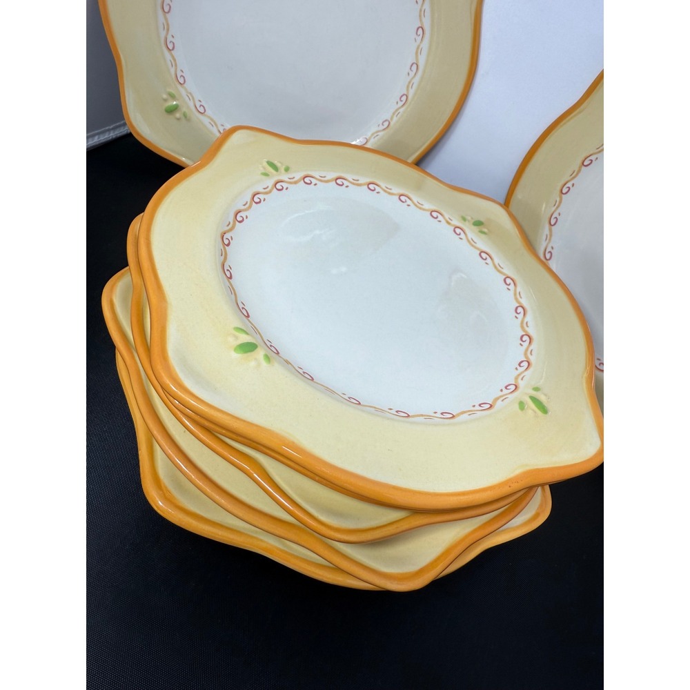Pfaltzgraff Villa della Luna stoneware salad Plates Set of 7 Yellow Floral 8.5"